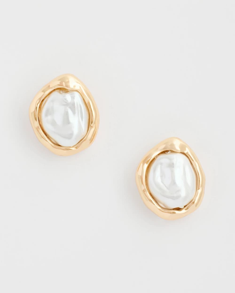 Pearlescent Golden Rimmed Stud Earrings Gold - Chico's