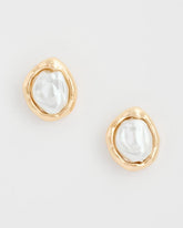 Pearlescent Golden Rimmed Stud Earrings Gold - Chico's