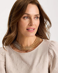 Multi-Strand Beaded Short Necklace Mixed Metals - Chico's