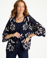 Woven Crochet Lace Contrast Kimono Passport Blue - Chico's