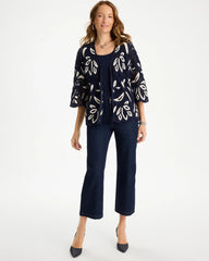 Woven Crochet Lace Contrast Kimono Passport Blue - Chico's