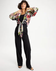 Georgette Tie-Front Kimono Black - Chico's