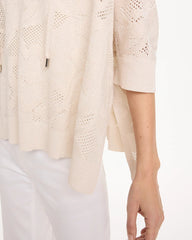 Crochet Lace Notch Neck Poncho Ecru - Chico's