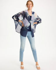 Woven Printed Cocoon Ruana Passport Blue - Chico's