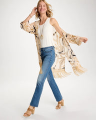 Woven Long Fringed Kimono Neutral - Chico's