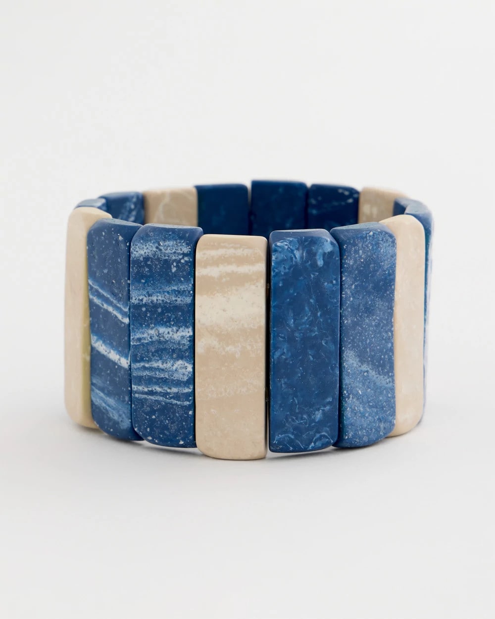 Blue-Neutral Wood Stretch Bracelet Blue Multi - Chico's