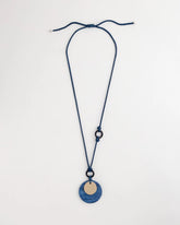 Adjustable Blue-Neutral Wood Pendant Necklace Blue Multi - Chico's