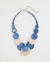 Chico's Originals Blue Neutral Wood Bib Necklace Blue Multi - Chico's