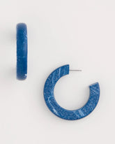 Blue-Neutral Wood Hoop Earrings Blue Multi - Chico's