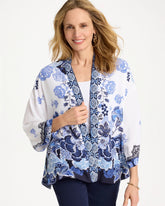 Woven Faux Silk Printed Kimono Alabaster - Chico's