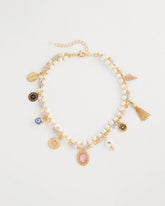 Genuine Jade Stone Charm Short Necklace Orchid - Chico's