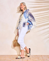 Palm Frond Short Poncho Passport Blue - Chico's