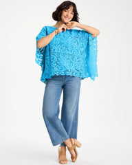Cotton Crochet Lace Poncho Blue Tide - Chico's