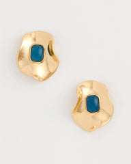 Blue Resin Cab Oversized Stud Earrings Blue - Chico's