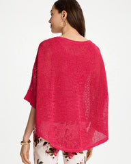 Sequin Boatneck Rounded Hem Poncho Hot Honeysuckle - Chico's