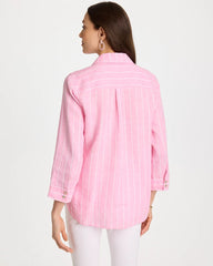No Iron™ Linen Striped Shirt Pink Pansy - Chico's