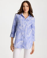 No Iron™ Printed Linen Tunic Blue Orchid - Chico's