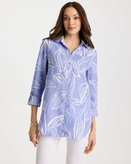 No Iron™ Printed Linen Tunic Blue Orchid - Chico's