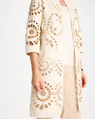Long Faux Leather Kimono Ecru - Chico's