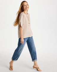 Jersey & Satin Dolman Tee Smokey Taupe - Chico's