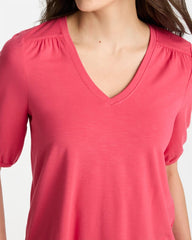 Shirred Elbow Sleeve Tee Hot Honeysuckle - Chico's