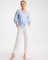 Cotton Gauze Tie-Front Blouse Blue Haven - Chico's