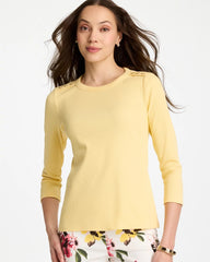 Ribbed Button Crewneck Tee Golden Haze - Chico's