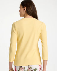 Ribbed Button Crewneck Tee Golden Haze - Chico's
