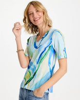 Printed Pima V-Neck Tee Amparo Blue - Chico's
