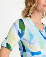 Printed Pima V-Neck Tee Amparo Blue - Chico's