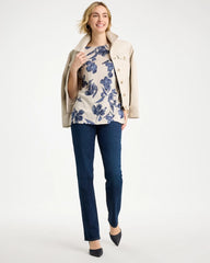 Floral Linen Dolman Tee River Rock - Chico's