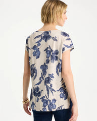 Floral Linen Dolman Tee River Rock - Chico's