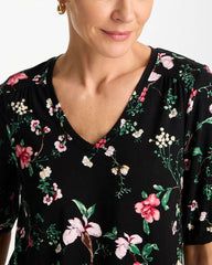 Kyoto Shirred Elbow Sleeve Tee Black - Chico's