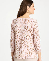 Animal Foiled Pima 3/4 Sleeve Tee Alabaster - Chico's
