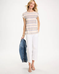 Striped Linen Dolman Tee Passport Blue - Chico's