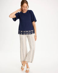 Linen Crochet Tee Passport Blue - Chico's