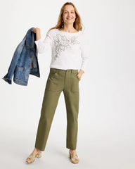 Embroidered Pima 3/4 Sleeve Tee Alabaster - Chico's