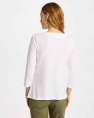 Embroidered Pima 3/4 Sleeve Tee Alabaster - Chico's