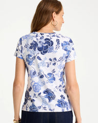 Jolene Cotton Stretch Cap Sleeve Tee Passport Blue - Chico's