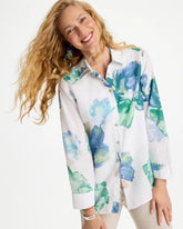 No Iron™ Printed Linen Shirt Passport Blue - Chico's