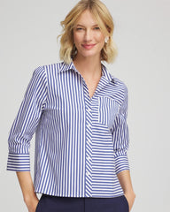 Stripe Mixing Poplin Shirt Hidden Sapphire - Chico's