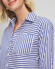 Stripe Mixing Poplin Shirt Hidden Sapphire - Chico's