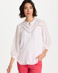 Cutwork Trim Chiffon Blouse Alabaster - Chico's