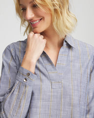 Chambray Striped Soft Popover Indigo - Chico's
