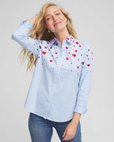 V-Day Striped Poplin Shirt Tidal Blue - Chico's