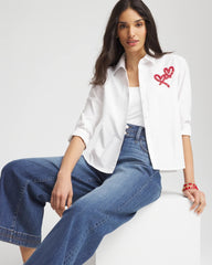 Crystal Heart Poplin Shirt Alabaster - Chico's