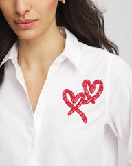 Crystal Heart Poplin Shirt Alabaster - Chico's