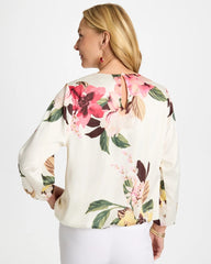 Crewneck Satin Bubble Hem Top Hot Honeysuckle - Chico's