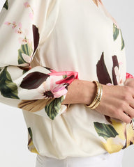 Crewneck Satin Bubble Hem Top Hot Honeysuckle - Chico's