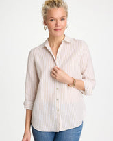No Iron™ Striped Linen Shirt Oatmeal - Chico's